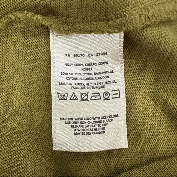 Anthro Postmark Off Shoulder Ruffle Long Sleeve Olive Green Top SZ L Boho NWT - Picture 5 of 8